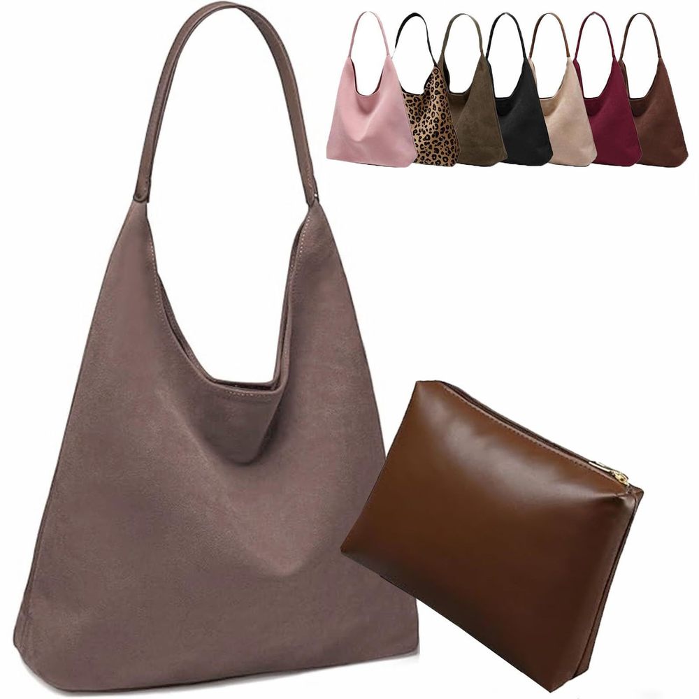 Large Work Tote Bags, 2025 Boho Slouchy Suede Purses Handbags Milk :'D